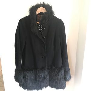Black faux fur coat